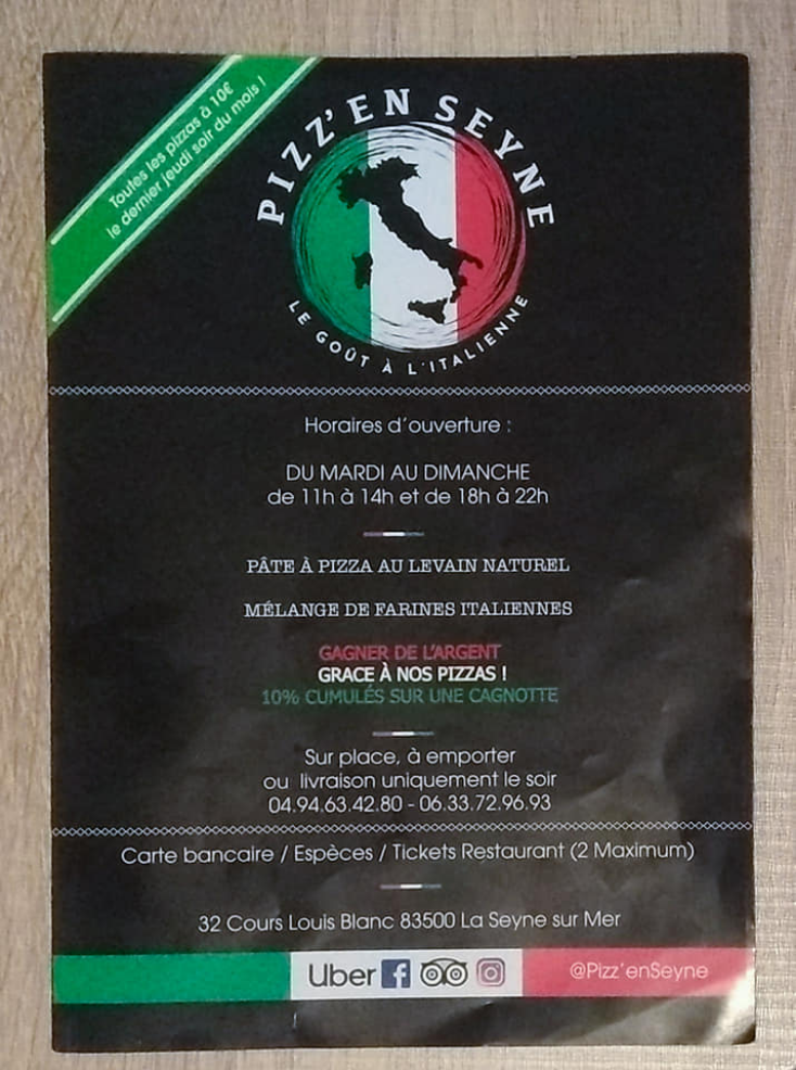 Dépliants pizzeria